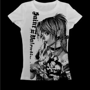 White Graphic T-Shirt with Anime Design